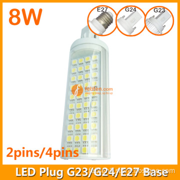 8W LED Plug Lamp G23/G24/E27 Round Shape